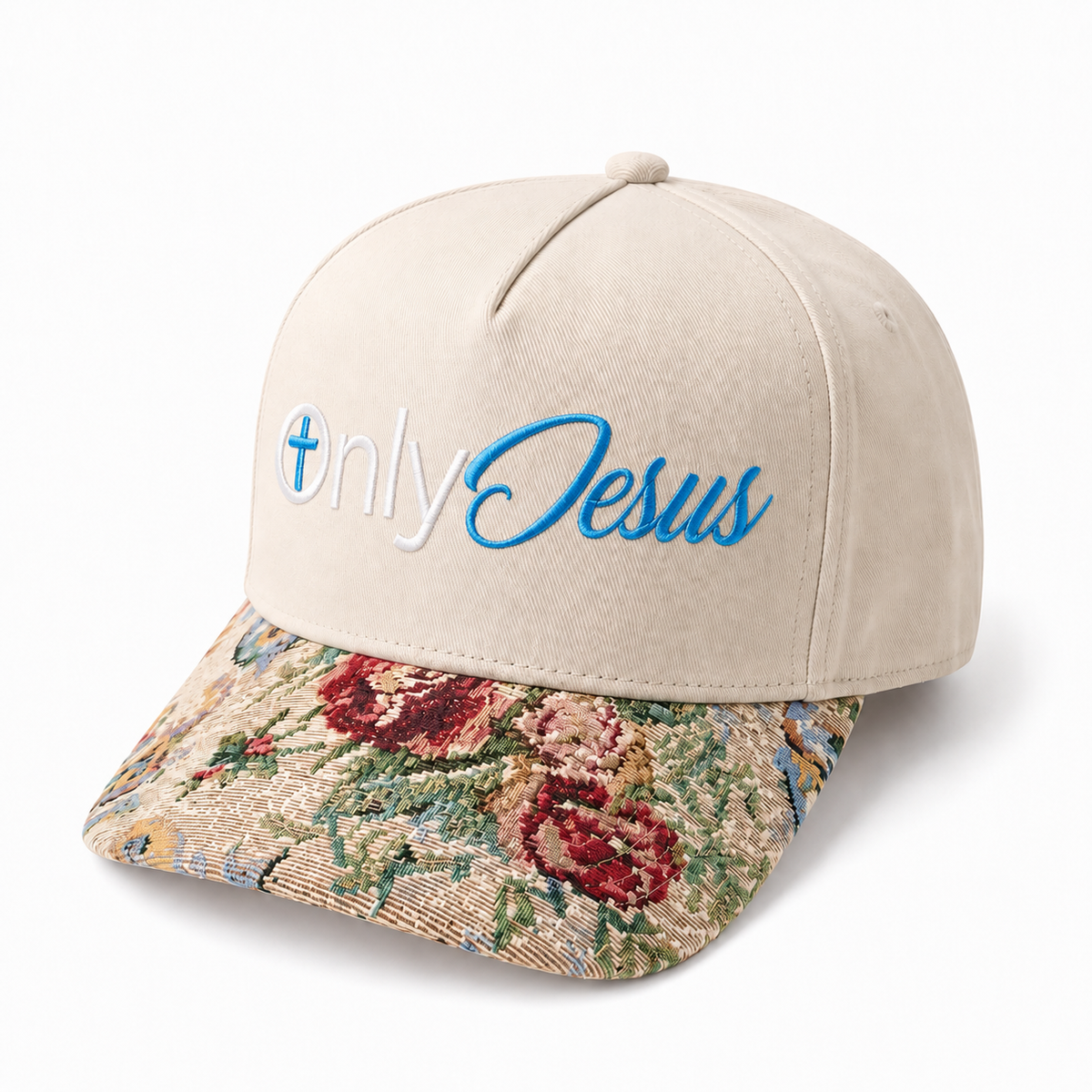 Only Jesus Hat | Funny Christian Embroidered Baseball Cap | Adjustable Snapback with Woven Tapestry Brim