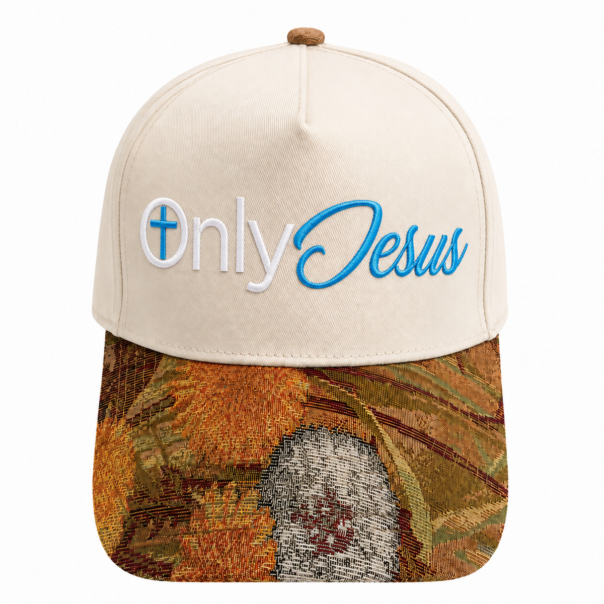 Only Jesus Hat | Funny Christian Embroidered Baseball Cap | Adjustable Snapback with Woven Tapestry Brim