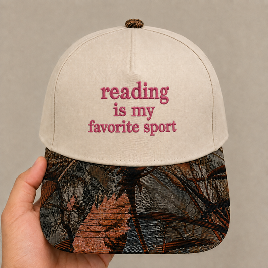 Reading Is My Favorite Sport Embroidered Hat | Funny Book Lover Floral Brim Cap | Vintage Tapestry Snapback
