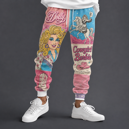 Dolly Inspired Cowgirl Patchwork Sweatpants | Pink Western Country Music Joggers | Retro Rhinestone Cowgirl Pants