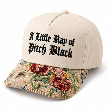 A Little Ray of Pitch Black Embroidered Hat | Gothic Floral Baseball Cap, Funny Dark Humor Dad Hat