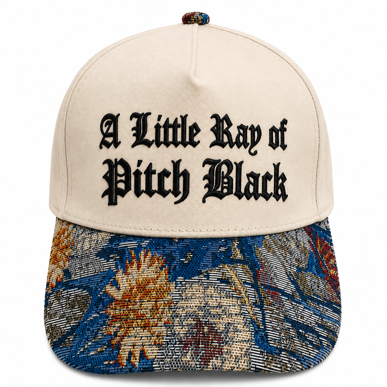 A Little Ray of Pitch Black Embroidered Hat | Gothic Floral Baseball Cap, Funny Dark Humor Dad Hat