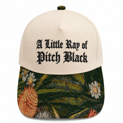 A Little Ray of Pitch Black Embroidered Hat | Gothic Floral Baseball Cap, Funny Dark Humor Dad Hat