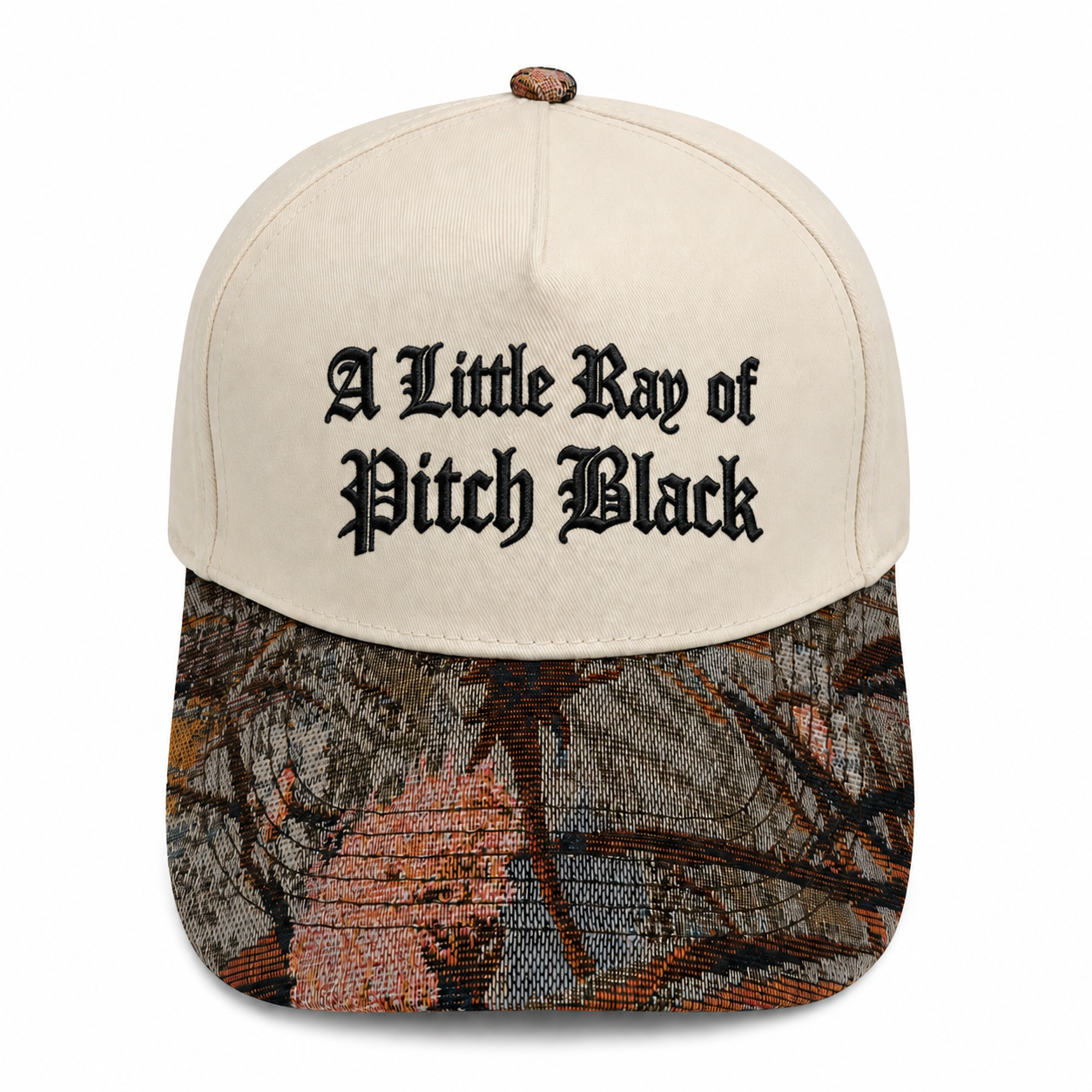 A Little Ray of Pitch Black Embroidered Hat | Gothic Floral Baseball Cap, Funny Dark Humor Dad Hat