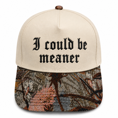 I Could Be Meaner Embroidered Hat | Gothic Floral Baseball Cap, Funny Sarcastic Dad Hat, Adjustable Vintage Cap