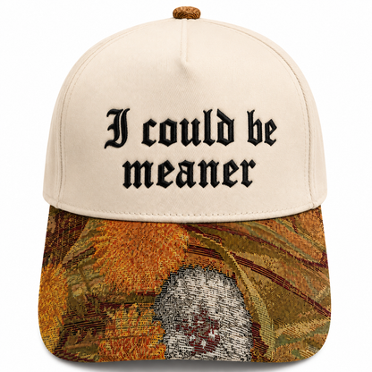 I Could Be Meaner Embroidered Hat | Gothic Floral Baseball Cap, Funny Sarcastic Dad Hat, Adjustable Vintage Cap