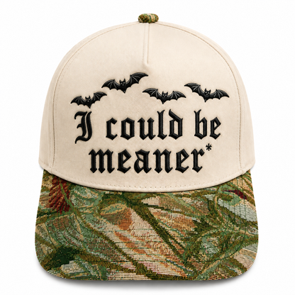 I Could Be Meaner Embroidered Halloween Hat | Bat Gothic Baseball Cap, Funny Sarcastic Adjustable Dad Hat