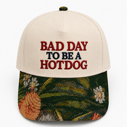 Bad Day to Be a Hotdog Embroidered Hat | Funny BBQ Baseball Cap, Adjustable Dad Hat, Food Humor Gift