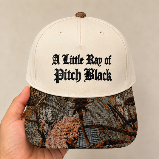 A Little Ray of Pitch Black Embroidered Hat | Gothic Floral Baseball Cap, Funny Dark Humor Dad Hat