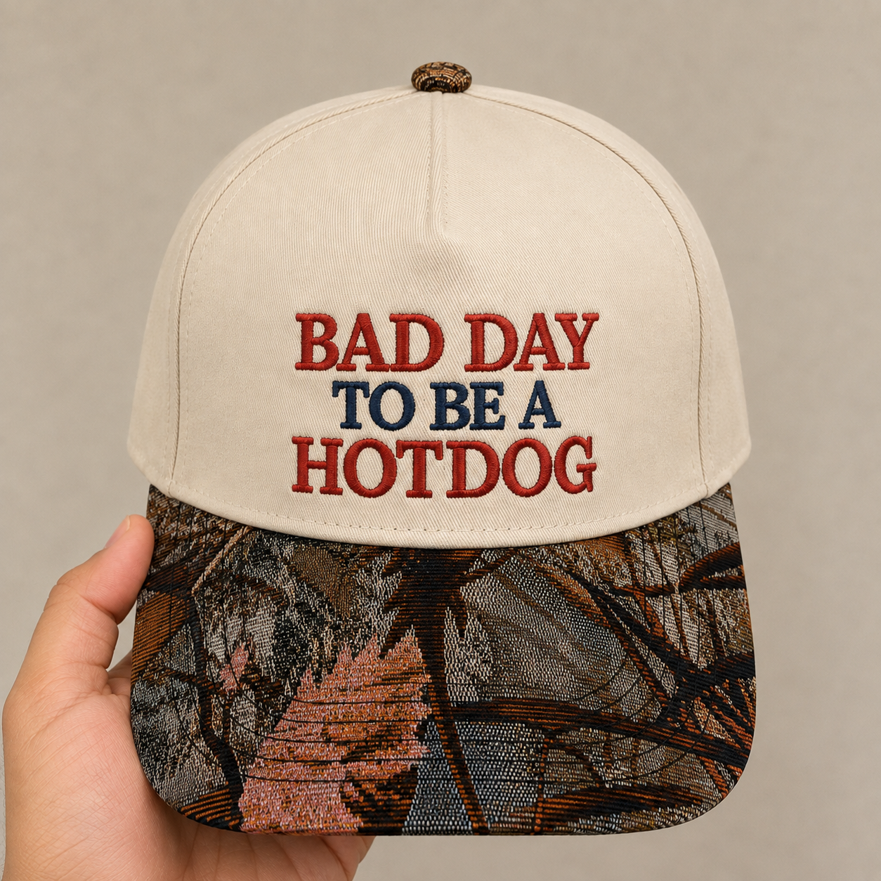 Bad Day to Be a Hotdog Embroidered Hat | Funny BBQ Baseball Cap, Adjustable Dad Hat, Food Humor Gift