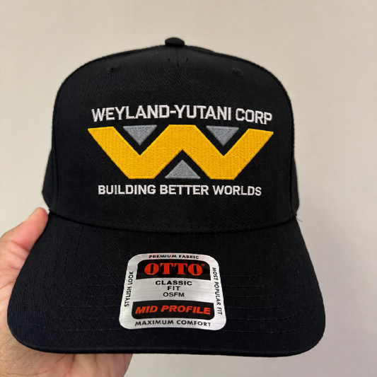 Alien Franchise Merch | Weyland-Yutani Corp Embroidered Hat | 80s Sci-Fi Horror Fan Gift | Black Snapback Baseball Cap