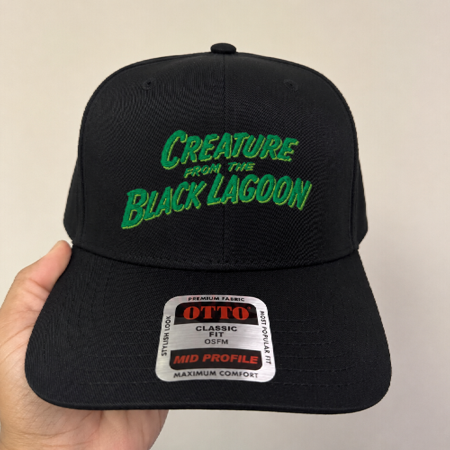 Universal Monsters 'Creature From The Black Lagoon' Embroidered Baseball Cap - Retro 1950s Classic Horror Movie Fan Merch - Stylish Black Snapback Hat