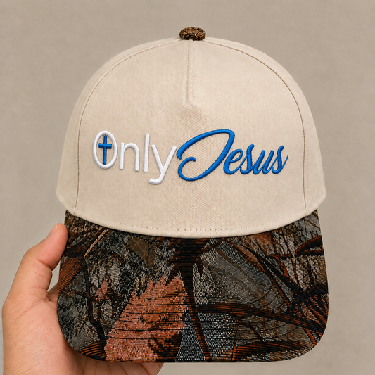 Only Jesus Hat | Funny Christian Embroidered Baseball Cap | Adjustable Snapback with Woven Tapestry Brim