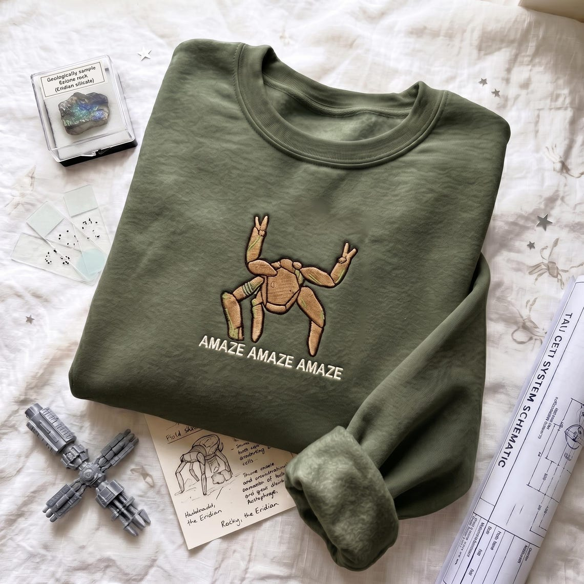 Amaze Rocky Alien Embroidered Shirt – Funny Sci-Fi Inspired Apparel