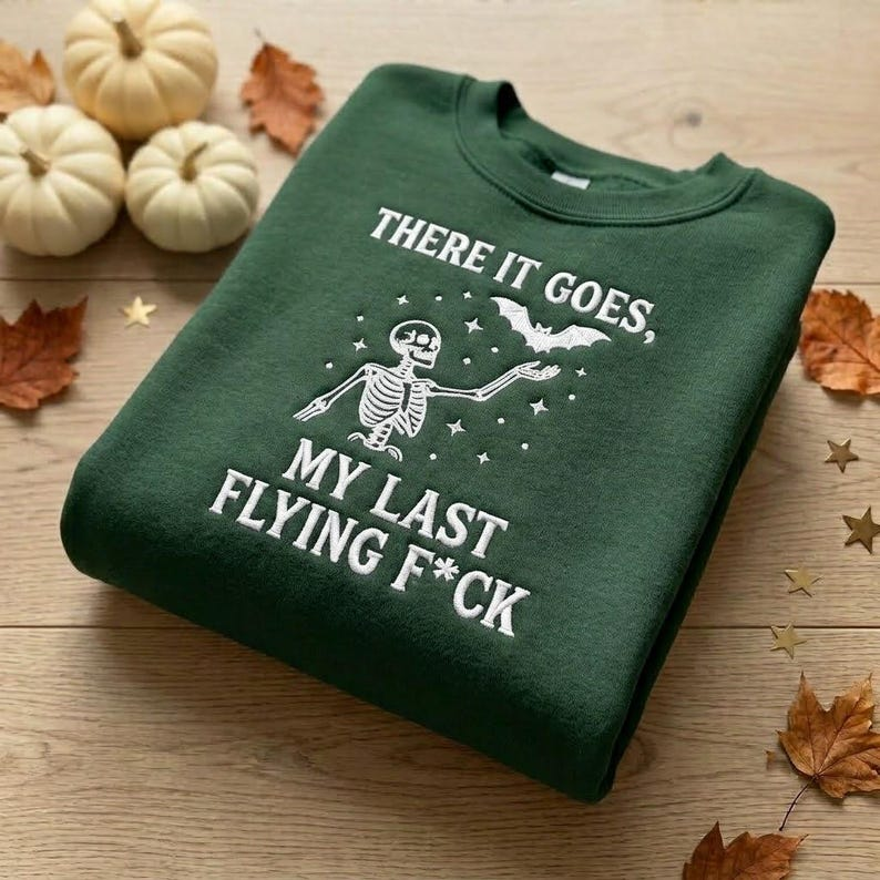 Embroidered Spooky Skeleton Sweatshirt – Funny Halloween & Fall Apparel