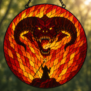 The Lord of The Rings Gandalf vs Balrog Stained Glass Suncatcher Ornament